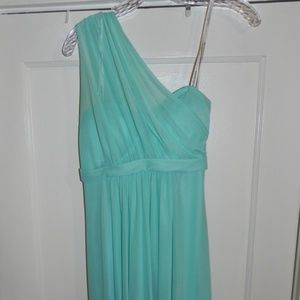 One Shoulder Knee-Length Pale Turquoise Dress